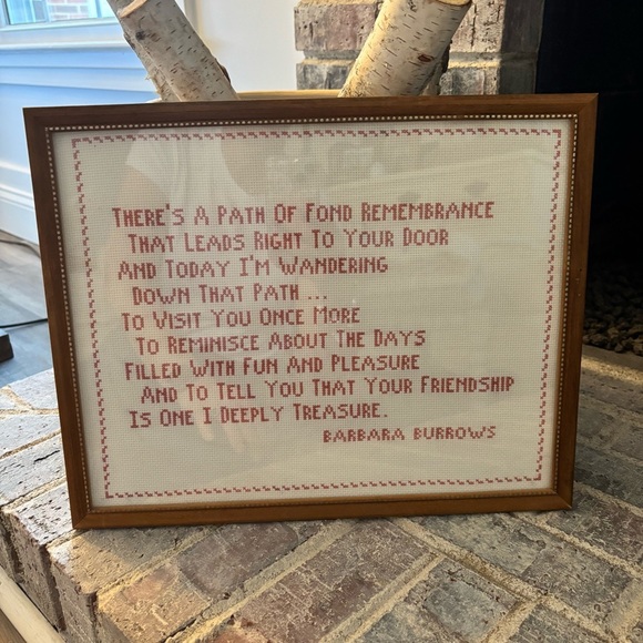 Vintage Friendship Path of Remembrance Cross Stitch Needle Point Framed Art - Picture 2 of 5